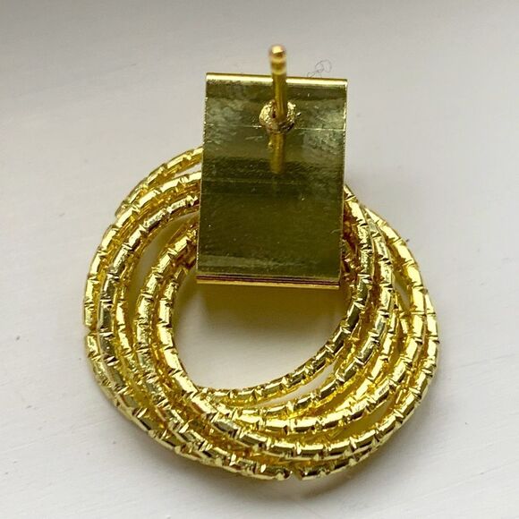 Marais Gold Tone Twisted Doorknocker Earrings - Picture 6 of 8